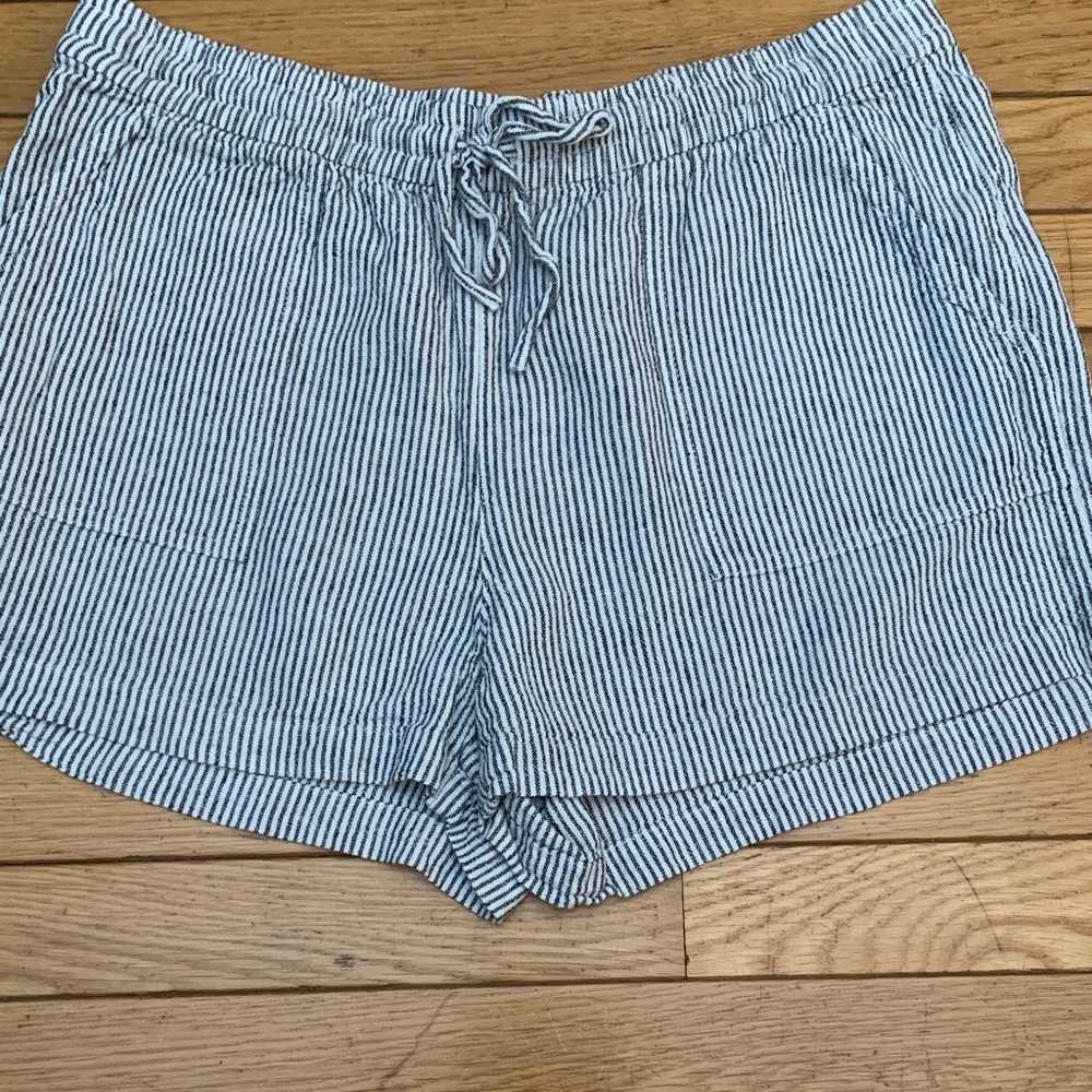 J. Crew Blue and White Striped High Waist Shorts